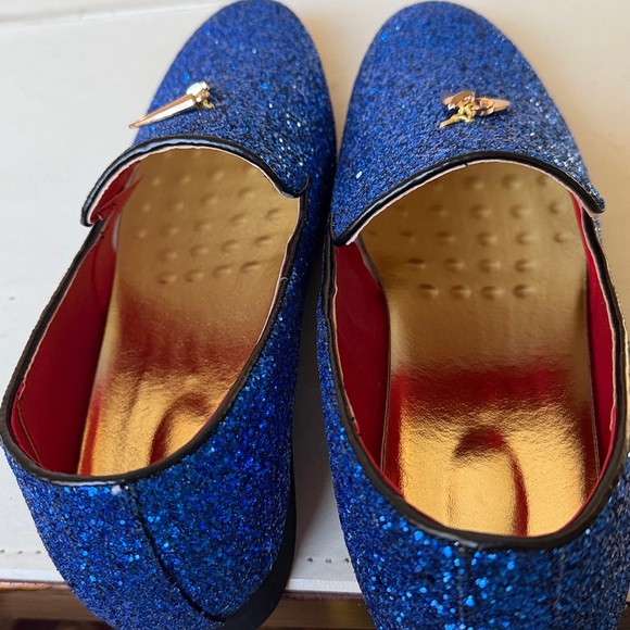 #Blue glitter loafers main image 7